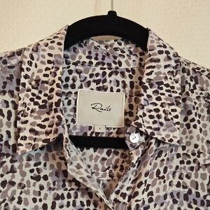 Rails Women's Casual Leopard Print Shirt - Black and White